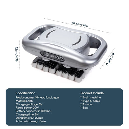 48/66-Head Fascia Gun High Frequency Vibration Body Fascia Massage Gun Back Waist Massager Tool Neck Shoulder Fascia Masajeador