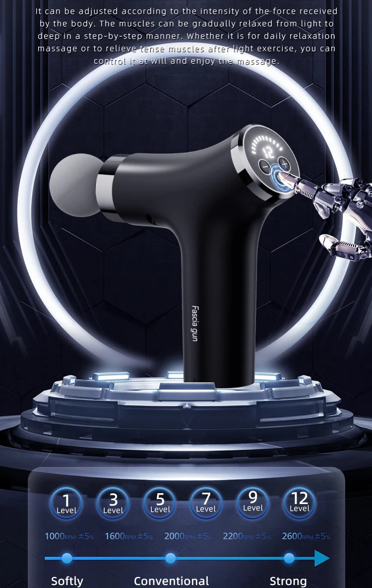 Multifunctional Intelligent Massage Gun Detachable Handheld Long-Handled Elbow Fascia Muscle Relaxation Massager for Home Use