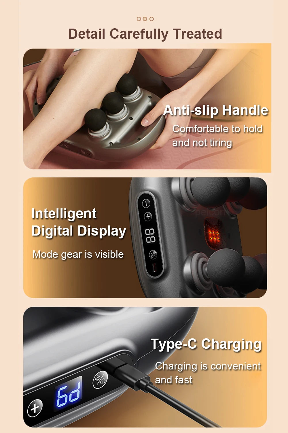 Fascia Gun 6 Heads Massage Gun Muscle Relaxation Electric Massager Deep Tissue Muscle for Pain Relief for the Whole Body