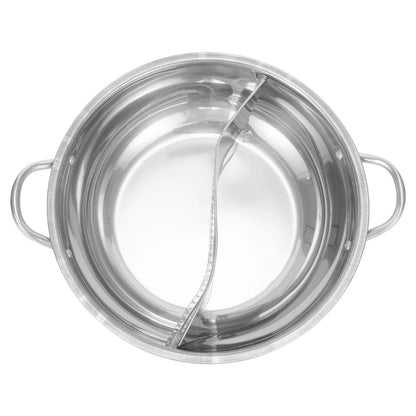 28cm Stainless Steel Twin Divided Double Pot Hotpot Cooker Gas Stove Compatible Pot Chinese Hot Pot Kitchen Soup Cooking Pot