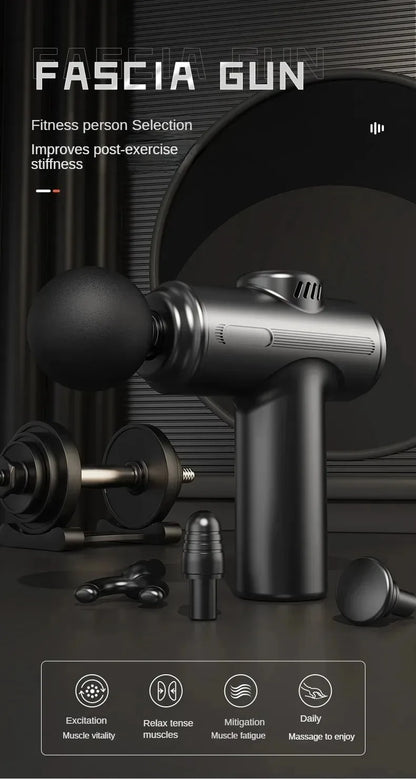 23800RPM Massage Gun, 8.5mm Deep Tissue Percussion Fascia Gun, 4 Heads Electric Muscle Massager for Full Body Relaxation