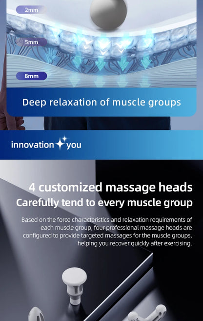 Multifunctional Intelligent Massage Gun Detachable Handheld Long-Handled Elbow Fascia Muscle Relaxation Massager for Home Use