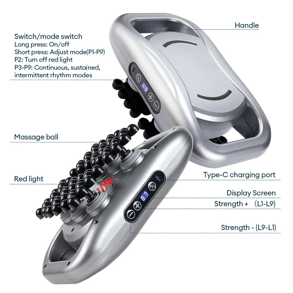 48/66-Head Fascia Gun High Frequency Vibration Body Fascia Massage Gun Back Waist Massager Tool Neck Shoulder Fascia Masajeador