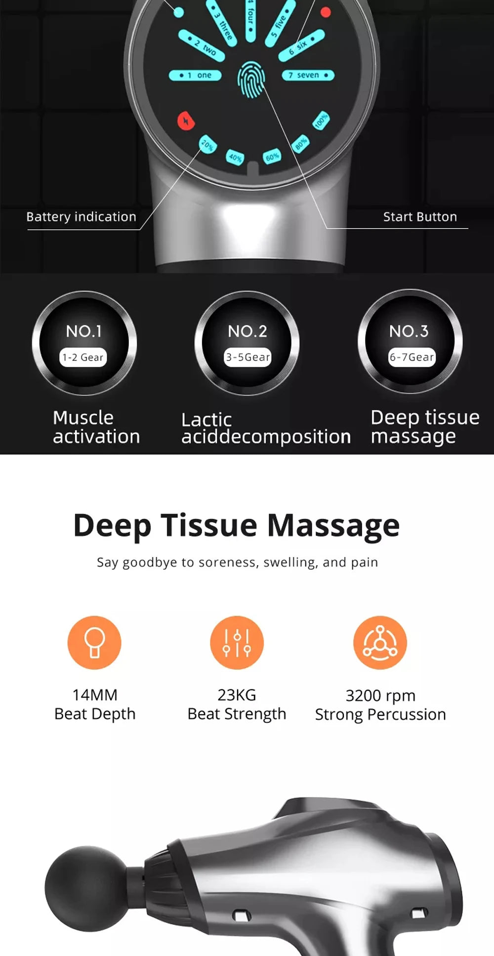 Professional Fascia Gun 4800mAh Deep Tissue Percussion Vibrat Massage Gun Fitness Back And Neck Muscle Relaxation Massager