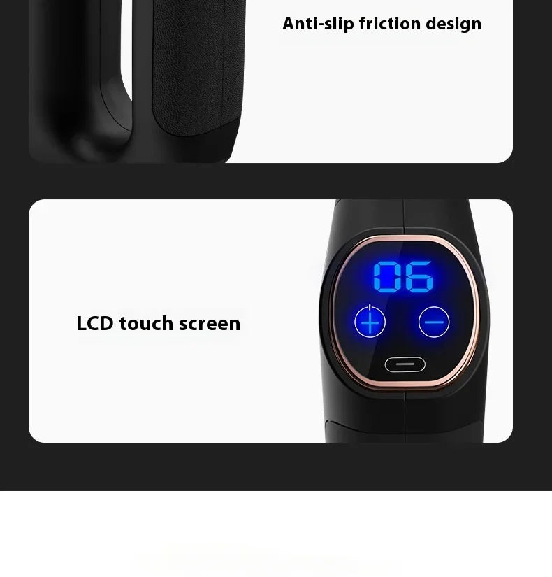 New Products 6 Gears Fascial Gun Double Head Mini Massage Gun Cordless Deep Tissue Vibration Muscle Massage Gun with LED Display