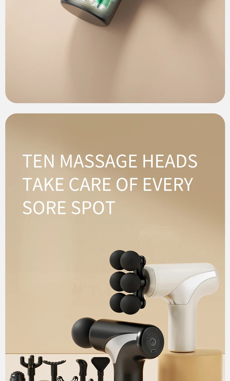 10 head fascia gun electric vibration massage gun for relaxing the body and massaging handheld impact massager