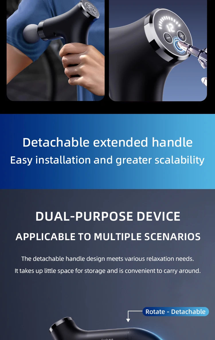 Multifunctional Intelligent Massage Gun Detachable Handheld Long-Handled Elbow Fascia Muscle Relaxation Massager for Home Use