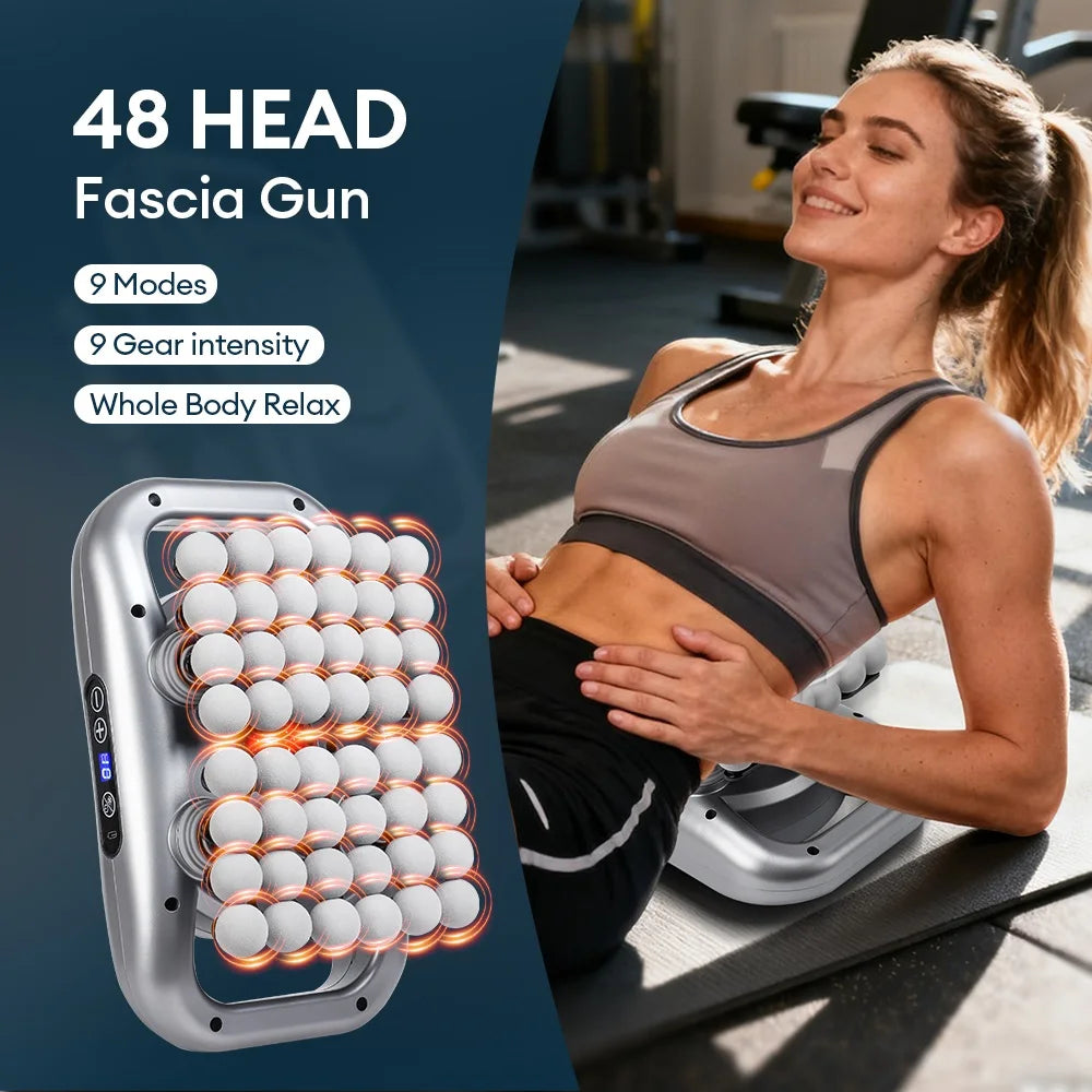 48/66-Head Fascia Gun High Frequency Vibration Body Fascia Massage Gun Back Waist Massager Tool Neck Shoulder Fascia Masajeador