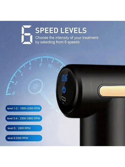2026Portable Fascial Massage Gun Electric Percussion Pistol Massager With LED Touch Screen4Replaceable Massage Head Rechargeable