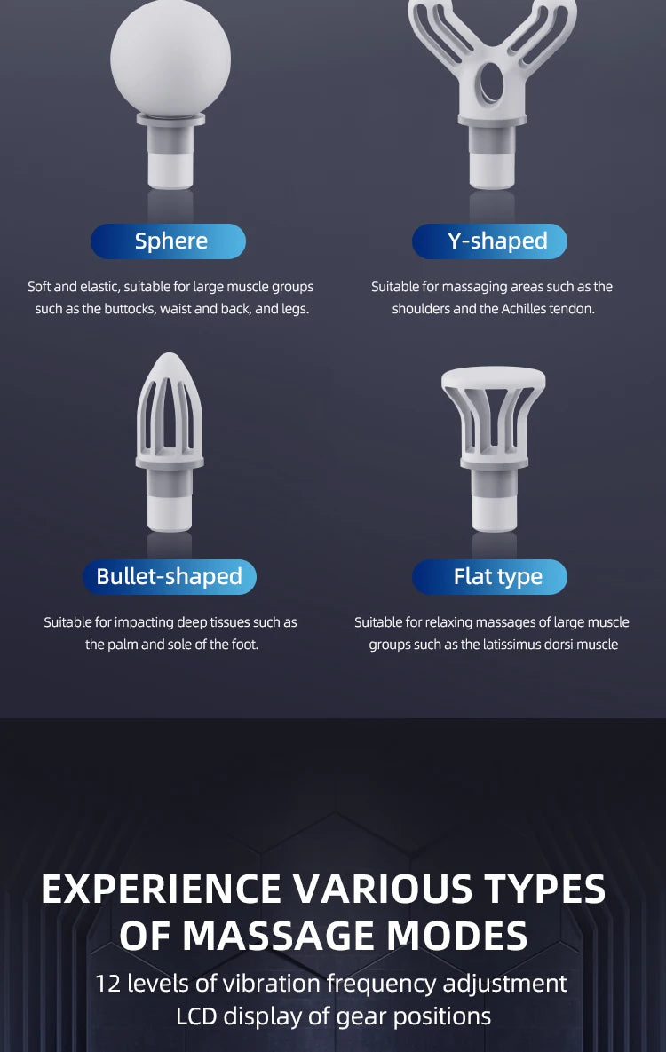 Multifunctional Intelligent Massage Gun Detachable Handheld Long-Handled Elbow Fascia Muscle Relaxation Massager for Home Use