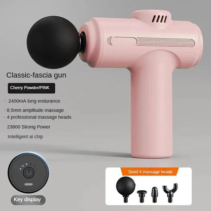 23800RPM Massage Gun, 8.5mm Deep Tissue Percussion Fascia Gun, 4 Heads Electric Muscle Massager for Full Body Relaxation