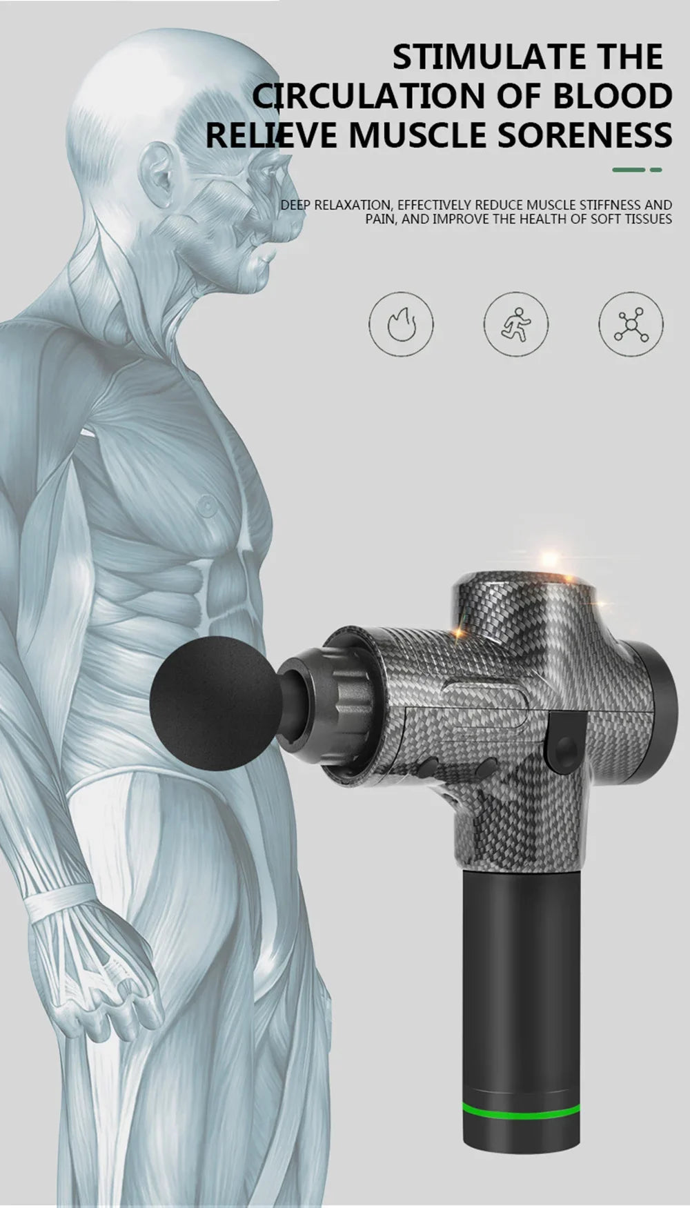 30 Level Massage Gun Fascia Deep Muscle Relax Body Neck Massager Electric Fitness Equipment Noise Reduction Male Female