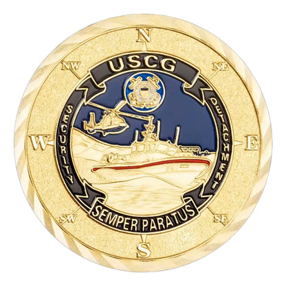 Semper Paratus US Coast Guard Commemorative Gold Plated Coin