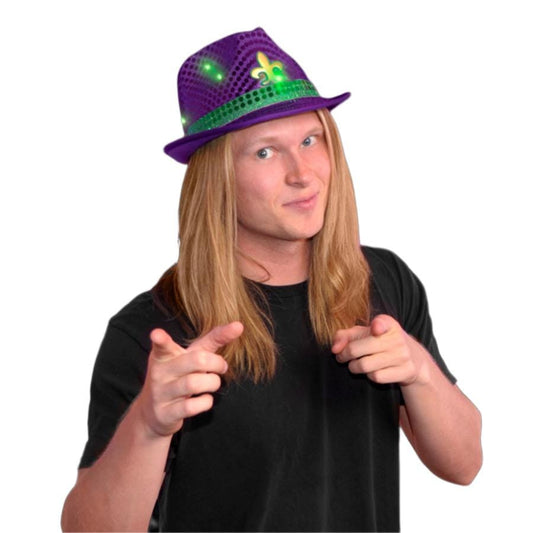 Light Up Mardi Gras Fleur de Lis Fedora