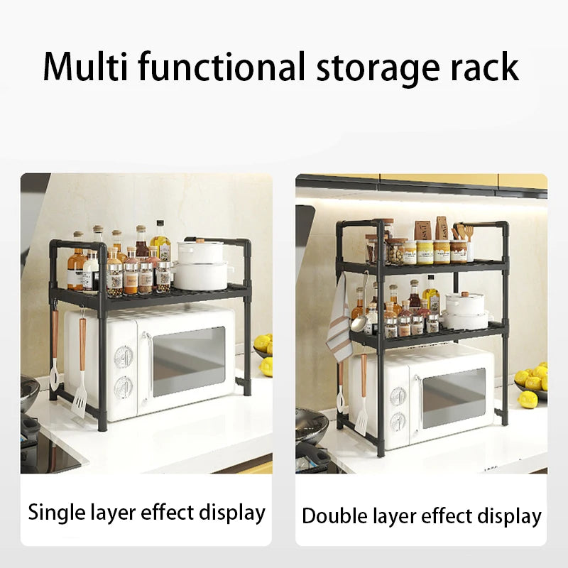 1 Microwave Storage Rack, Space Saving Countertop Kitchen Utensil And Cutlery Storage Rack, Plastic Kitchen Accessory Rack