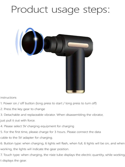 2026Portable Fascial Massage Gun Electric Percussion Pistol Massager With LED Touch Screen4Replaceable Massage Head Rechargeable