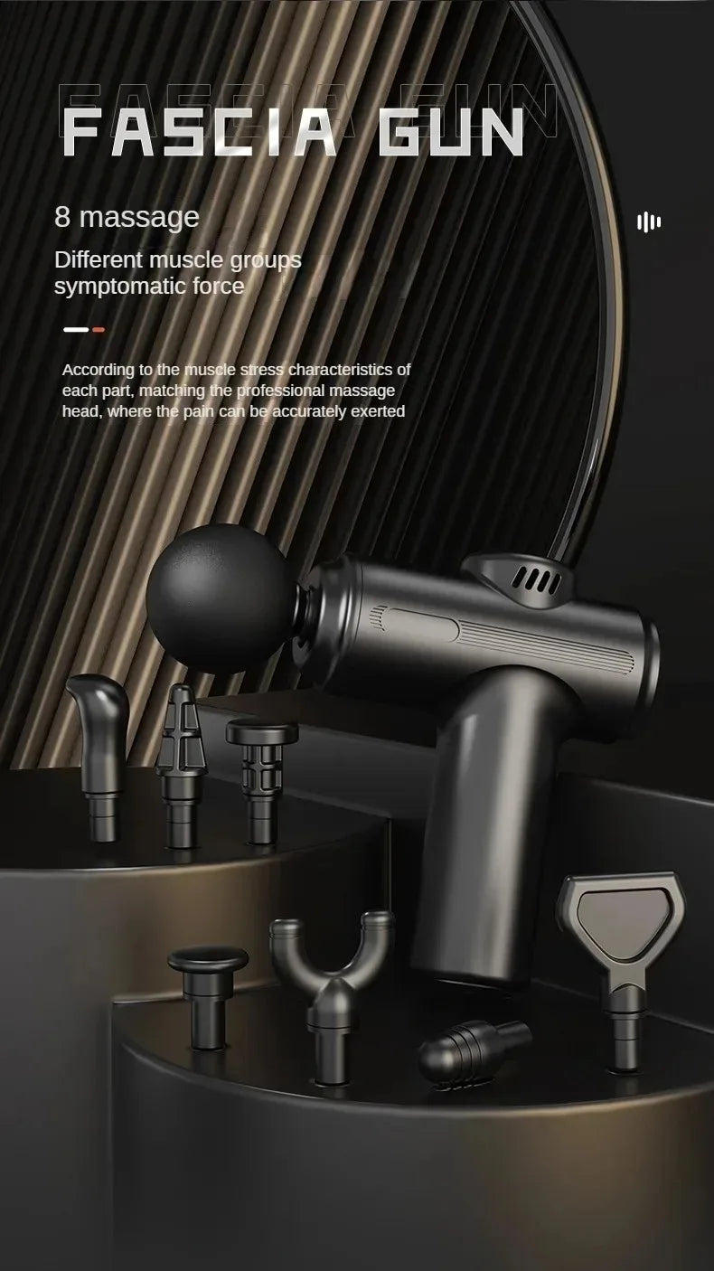 23800RPM Massage Gun, 8.5mm Deep Tissue Percussion Fascia Gun, 4 Heads Electric Muscle Massager for Full Body Relaxation