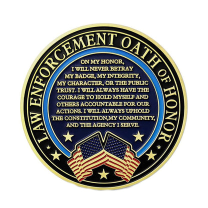 Sheriff Thin Blue Line Law Enforcement Prayer Police Challenge Gold Plated Coin