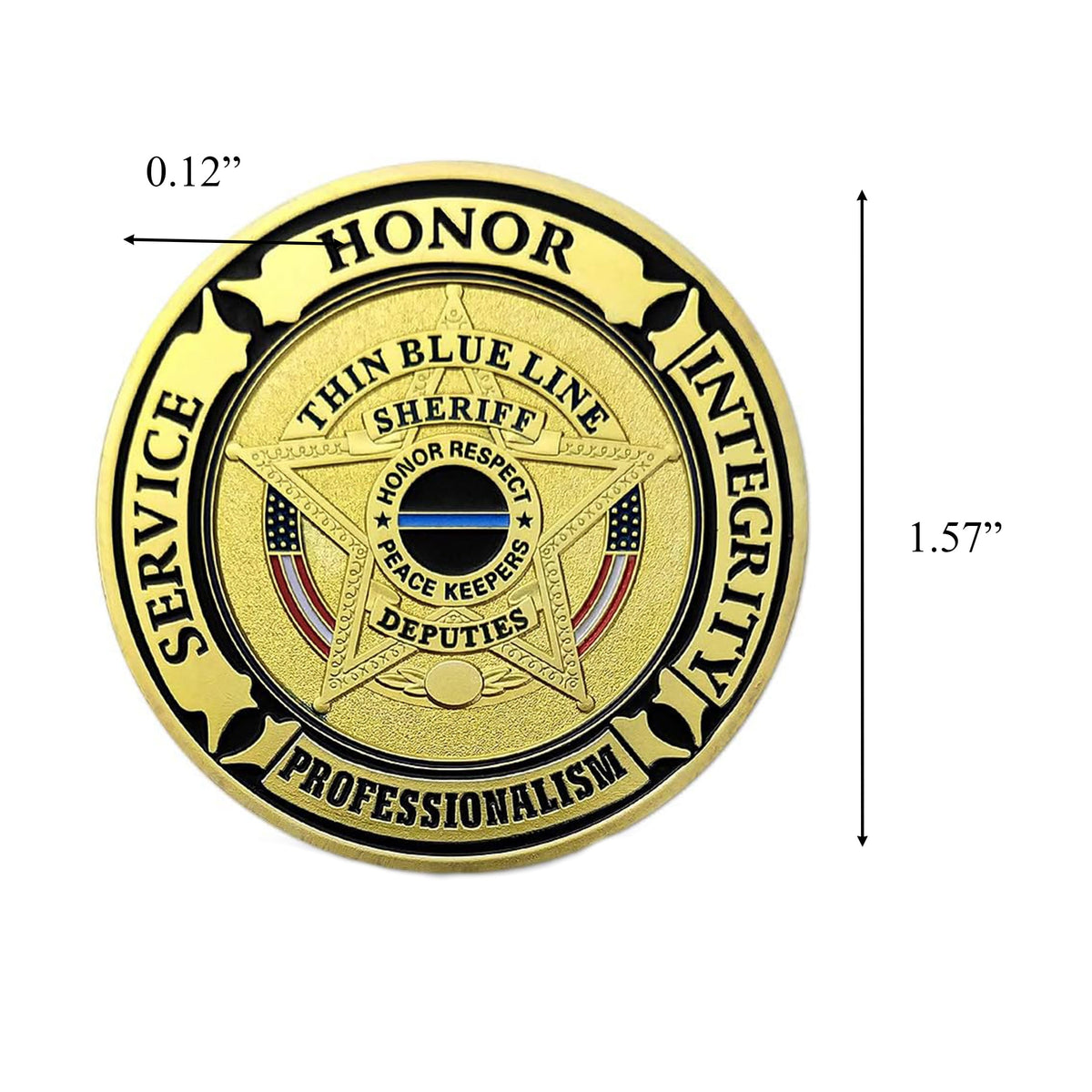 Sheriff Thin Blue Line Law Enforcement Prayer Police Challenge Gold Plated Coin