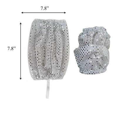 Silver Sequin Costume Socks Pair Sparkly Stage Ankle Covers Party Dancewear Accessory