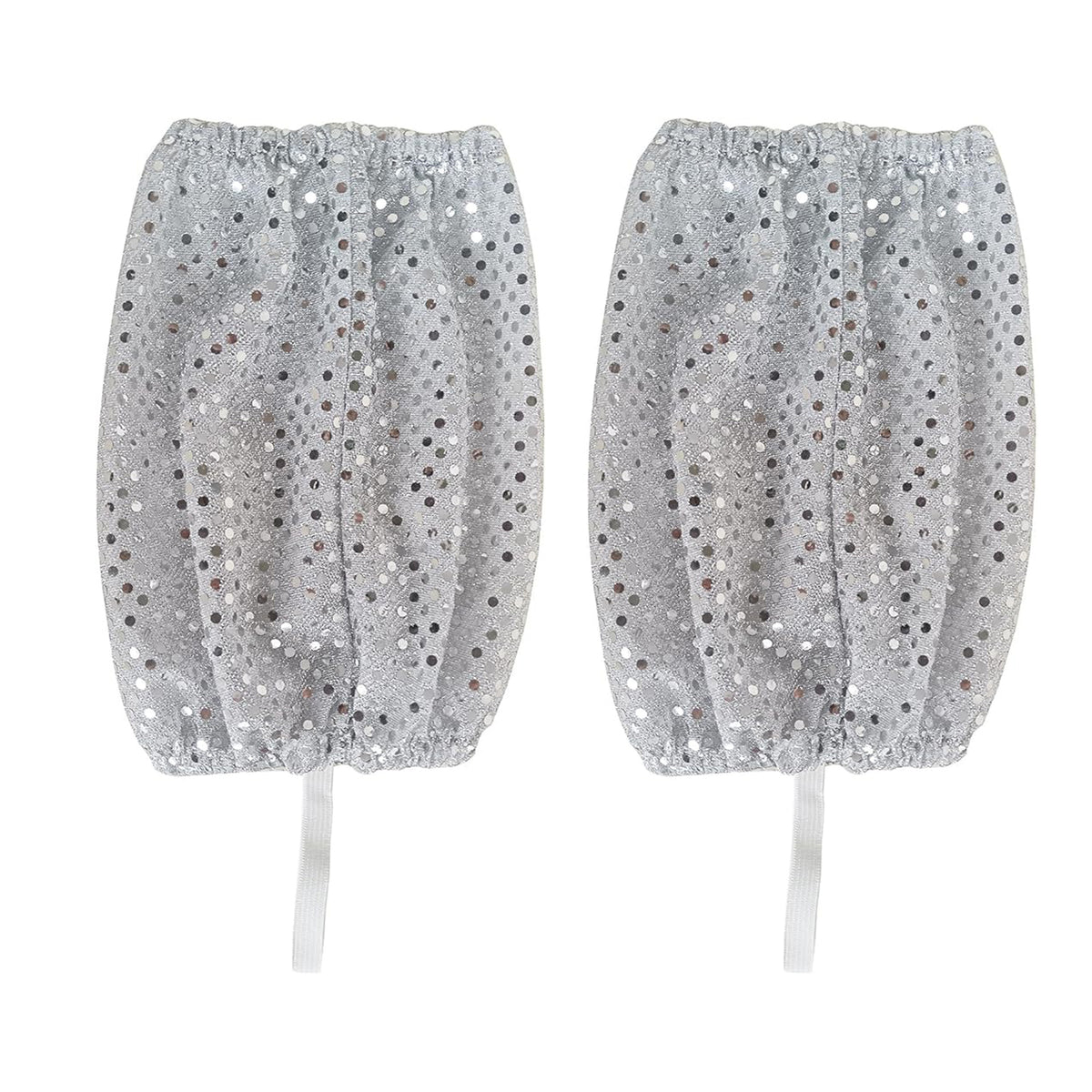 Silver Sequin Costume Socks Pair Sparkly Stage Ankle Covers Party Dancewear Accessory