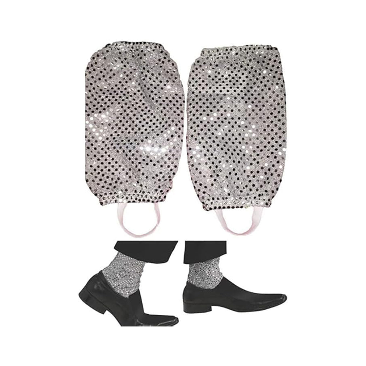 Silver Sequin Costume Socks Pair Sparkly Stage Ankle Covers Party Dancewear Accessory