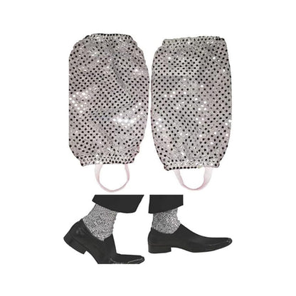 Silver Sequin Costume Socks Pair Sparkly Stage Ankle Covers Party Dancewear Accessory