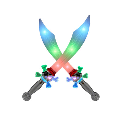 Mini Light Up Pirate Knife Scimitar Cross Skull Buccaneer Sword for Cosplay Costumes