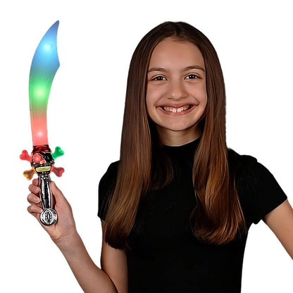 Mini Light Up Pirate Knife Scimitar Cross Skull Buccaneer Sword for Cosplay Costumes