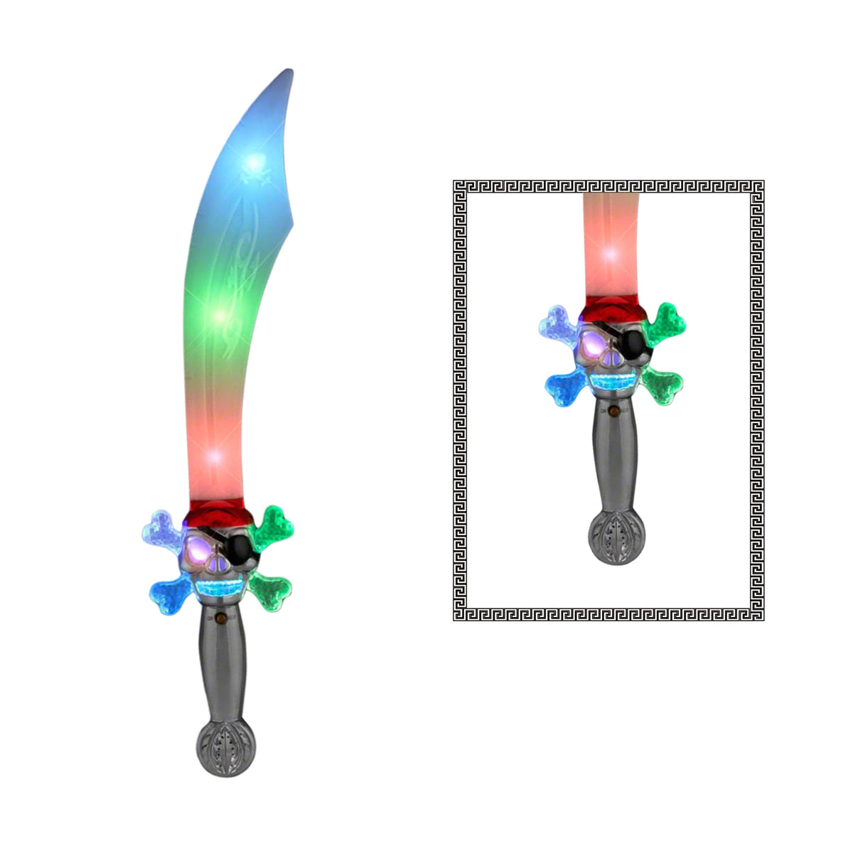 Mini Light Up Pirate Knife Scimitar Cross Skull Buccaneer Sword for Cosplay Costumes
