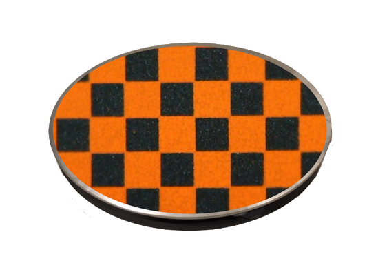 The Mad Spinner TMS Micro Figure Skating Spinner - Orange & Black Checker