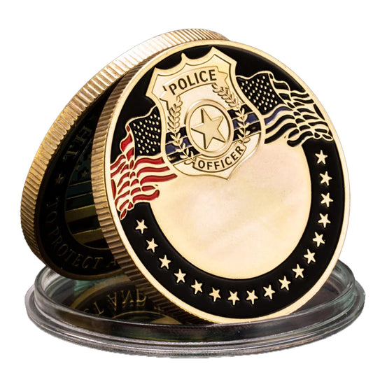 The Thin Blue Line United States Police Officer Badge Commemorative Coin
