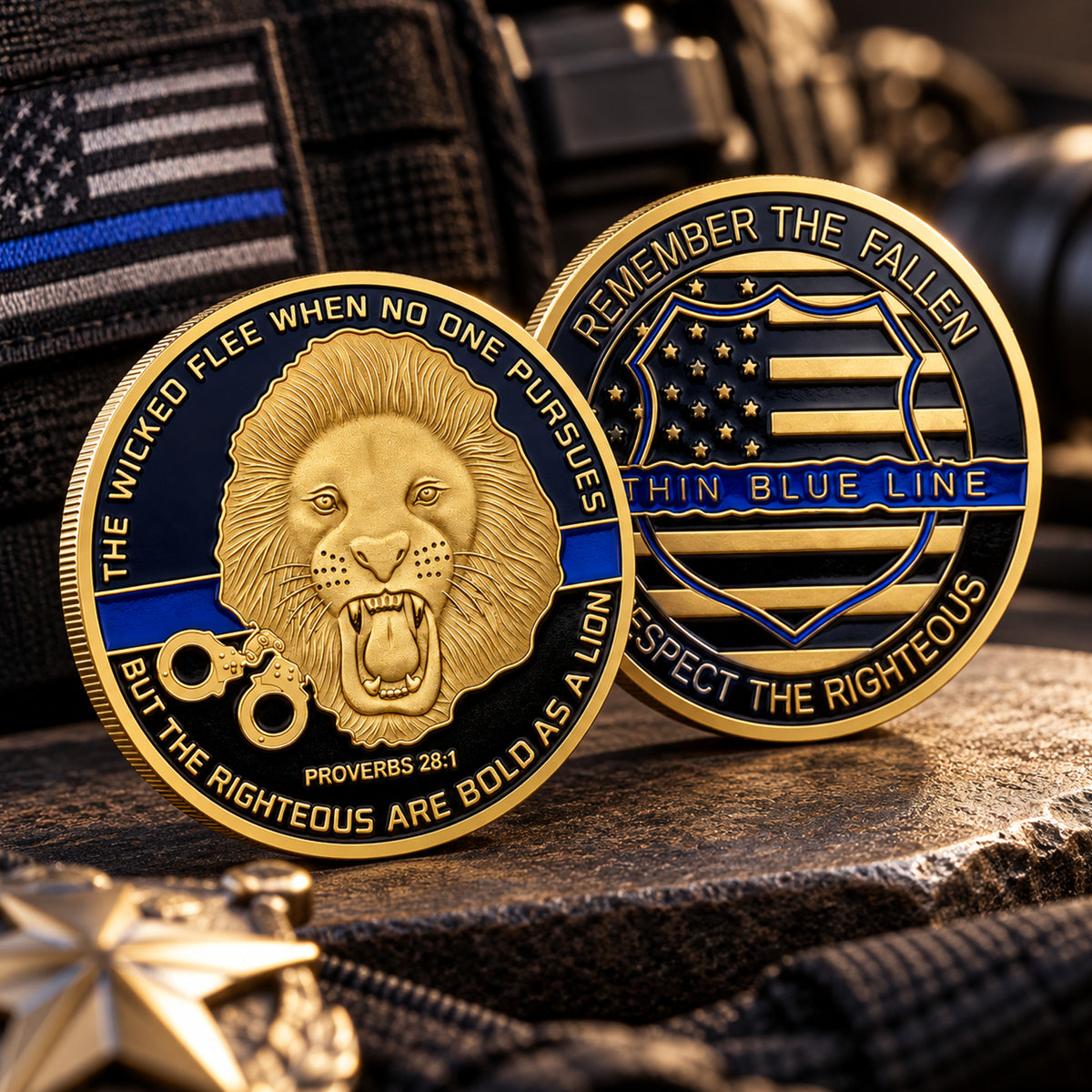 The Wicked Flee Thin Blue Line Lives Police Officer Gold Plated Coin
