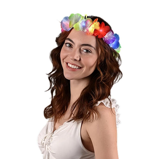 Tropical Flower Crown Lei Headband Rainbow