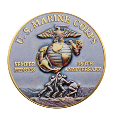 Bulldog Design US Marine Corps 250th Anniversary Challenge Gold Plated Coin