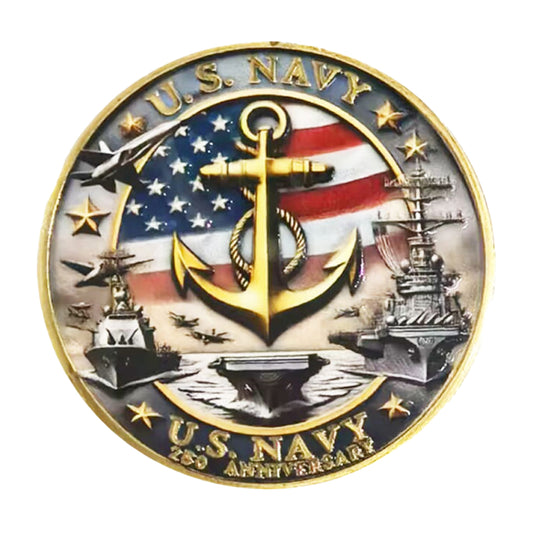 US Navy 250th Anniversary Gold Plated Commemorative Coin