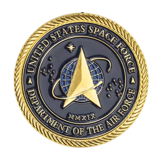 Gold Plated United States Space Force Challenge Coin and Heros Valor Prayer for Courage Souvenirs