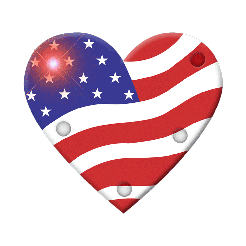 USA Heart Flashing Body Light Lapel Pins