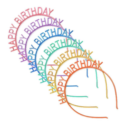 Unlit Happy Birthday Rainbow Headbands Pack of 6