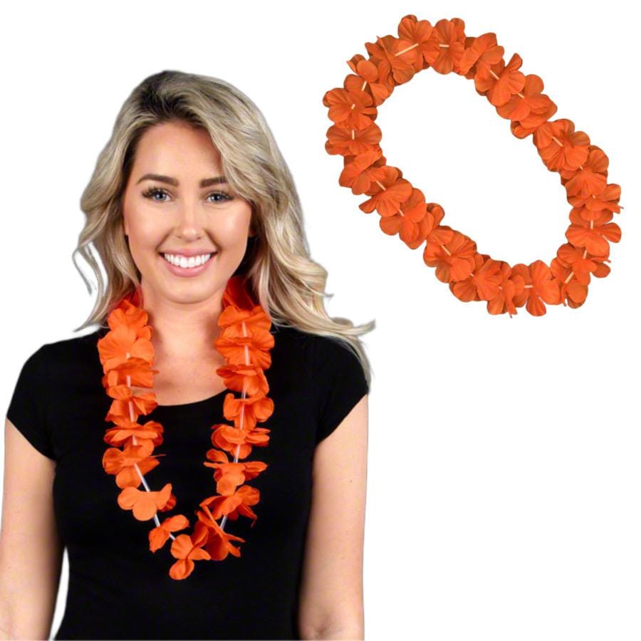 Hawaiian Flower Lei Necklace Orange