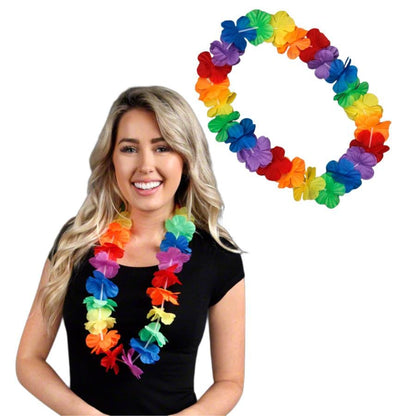 Hawaiian Flower Lei Necklace Rainbow