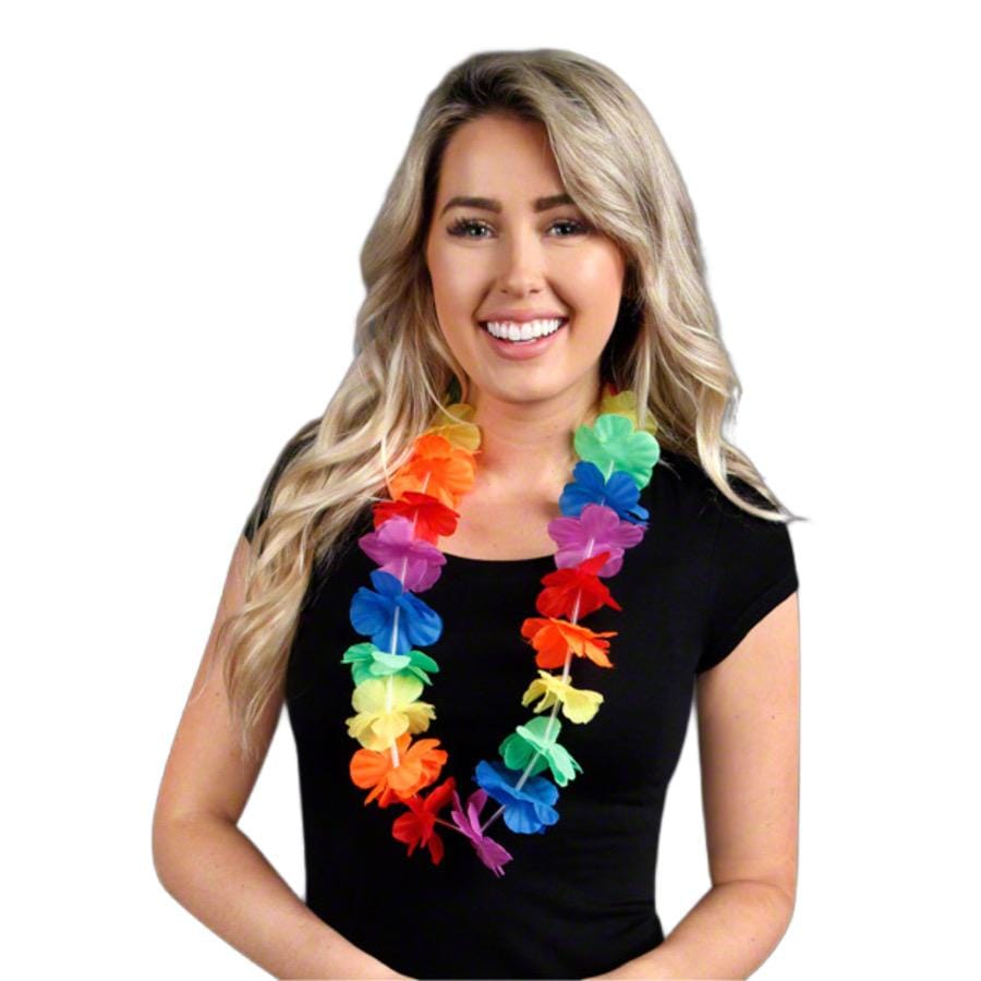 Hawaiian Flower Lei Necklace Rainbow