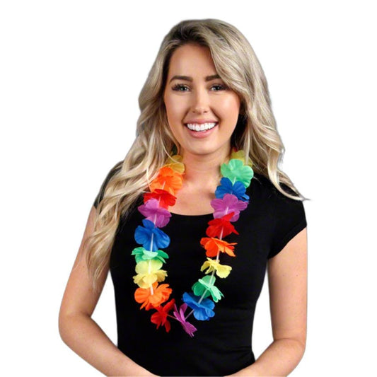 Hawaiian Flower Lei Necklace Rainbow