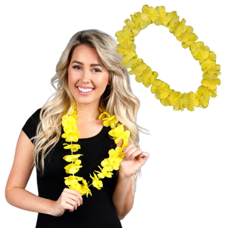 Hawaiian Flower Lei Necklace Yellow