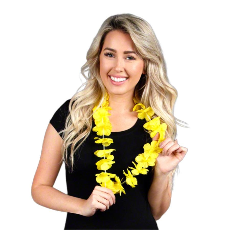 Hawaiian Flower Lei Necklace Yellow