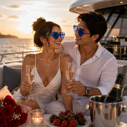 Unlit Heart Shaped Blue Frameless Fashion Glasses