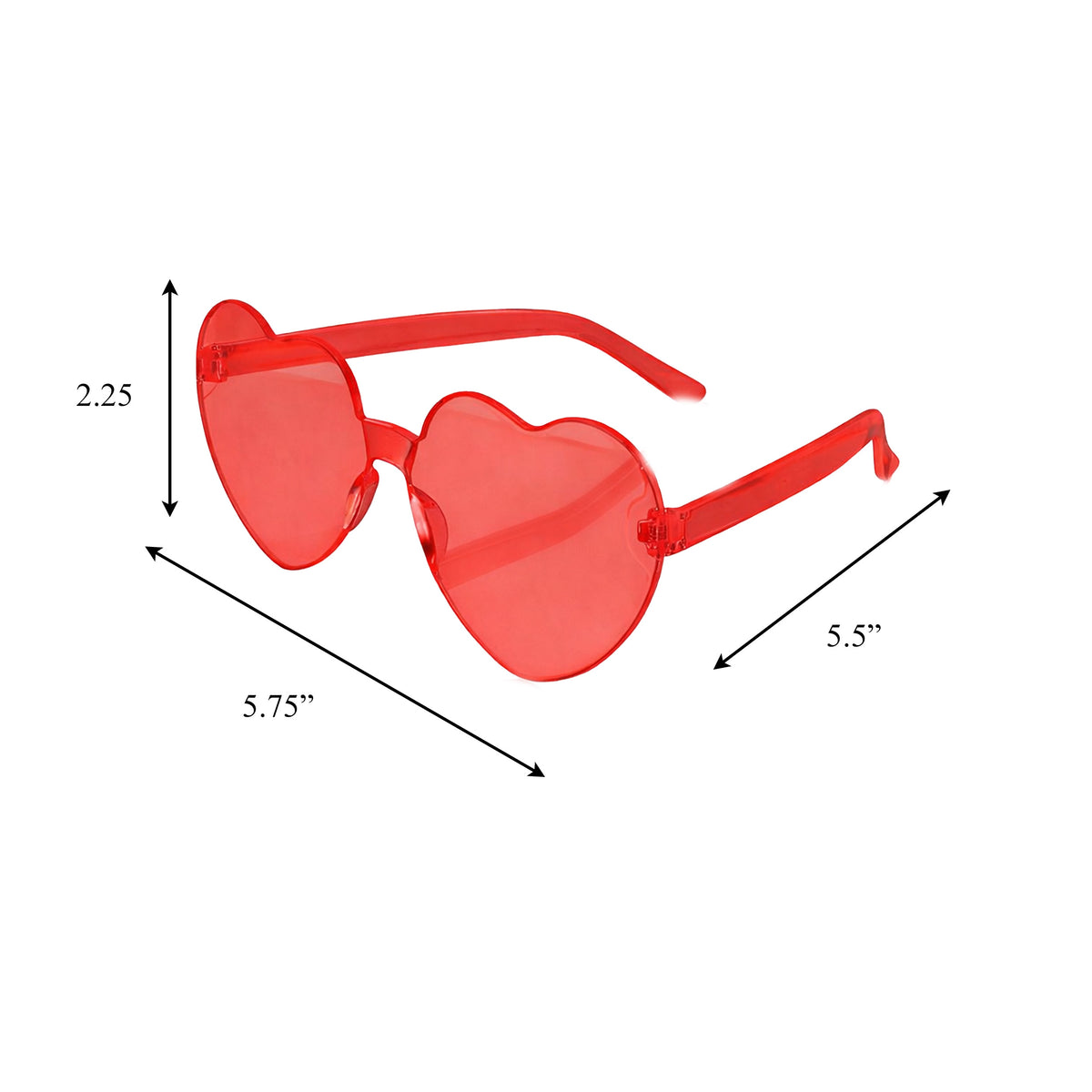 Unlit Red Heart Shaped Frameless Fashion Glasses