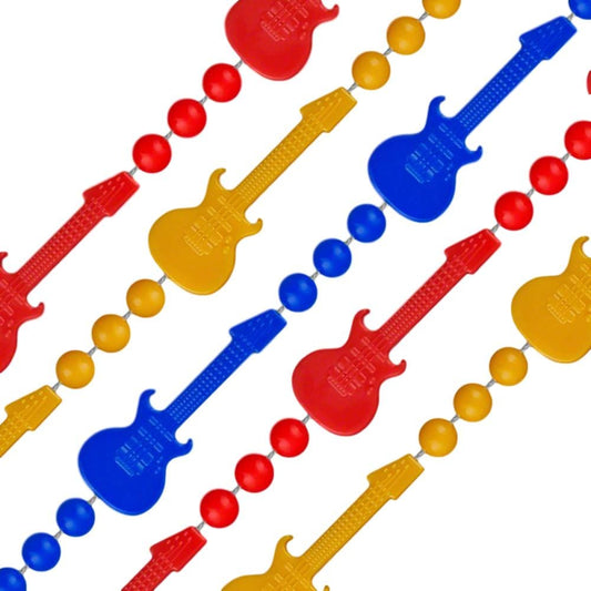 Rock N Roll Guitar Bead Necklace Assorted Pack of 12