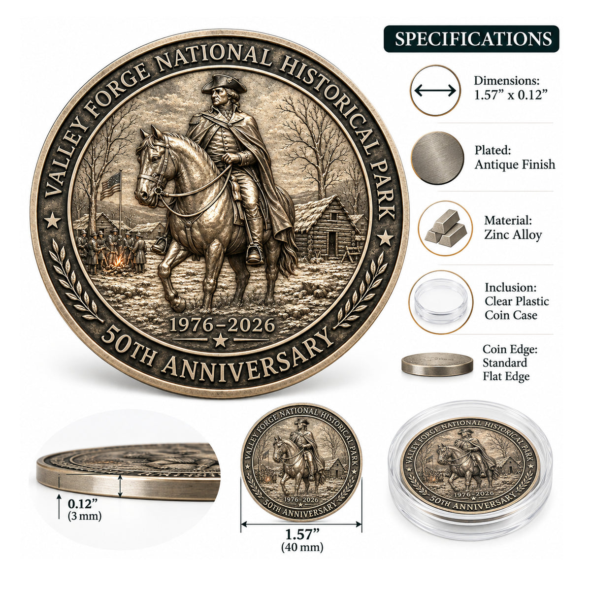 Valley Forge 50th Anniversary 1976 to 2026 Antique Finish Commemorative Coin