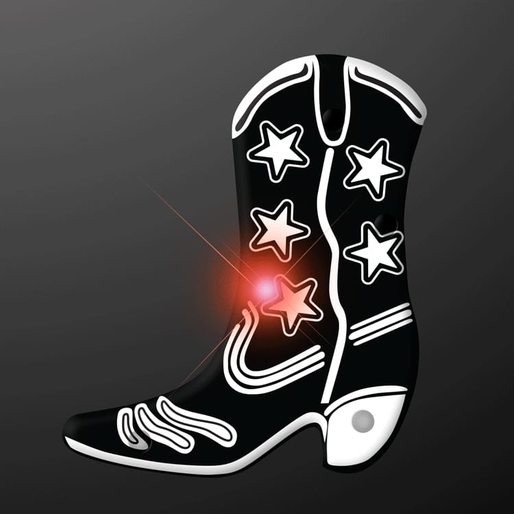 Black Western Cowboy Boot Flashing Body Light Lapel Pins